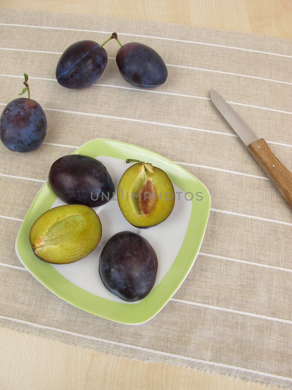 Fruit meal with plums