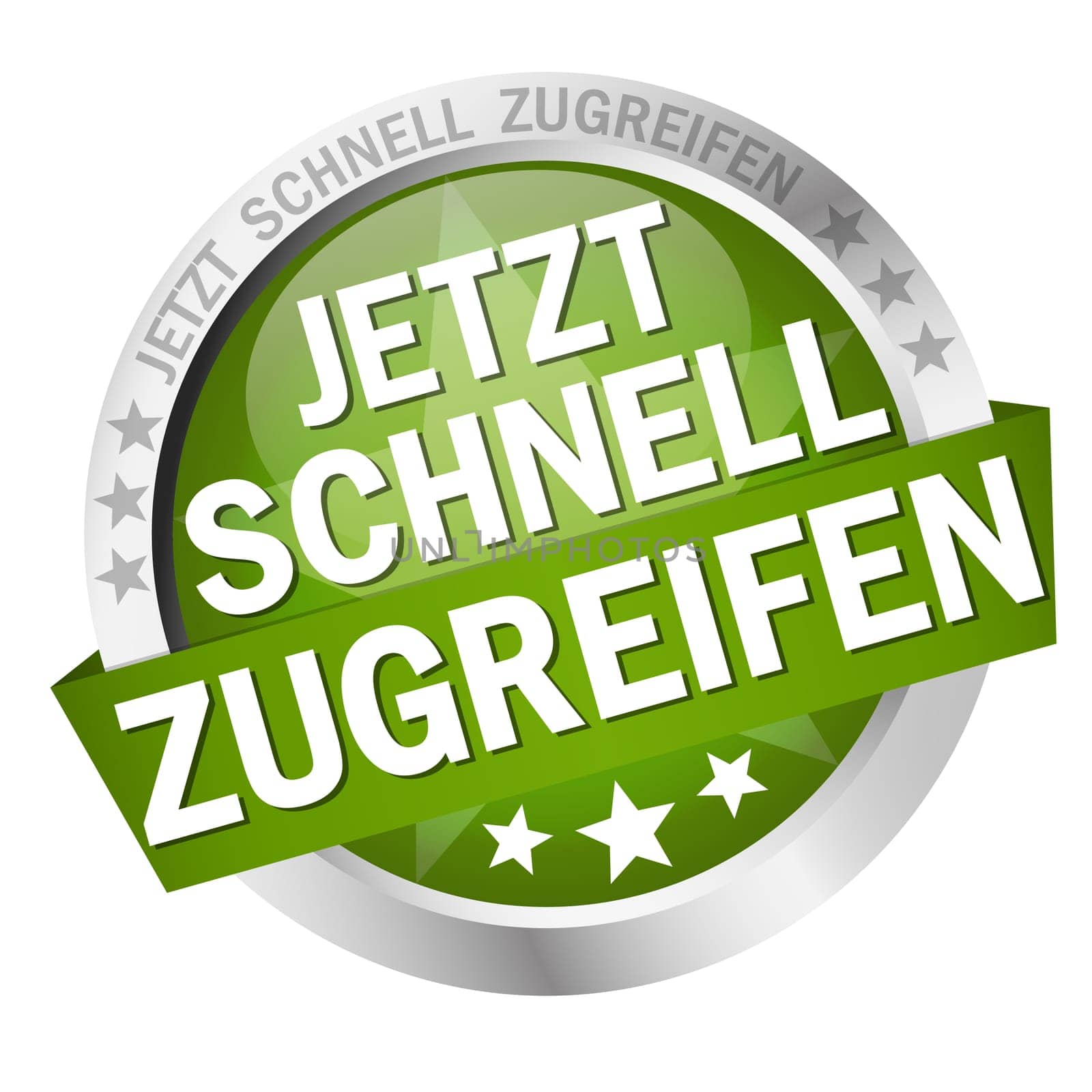 green button with banner and text now quickly access