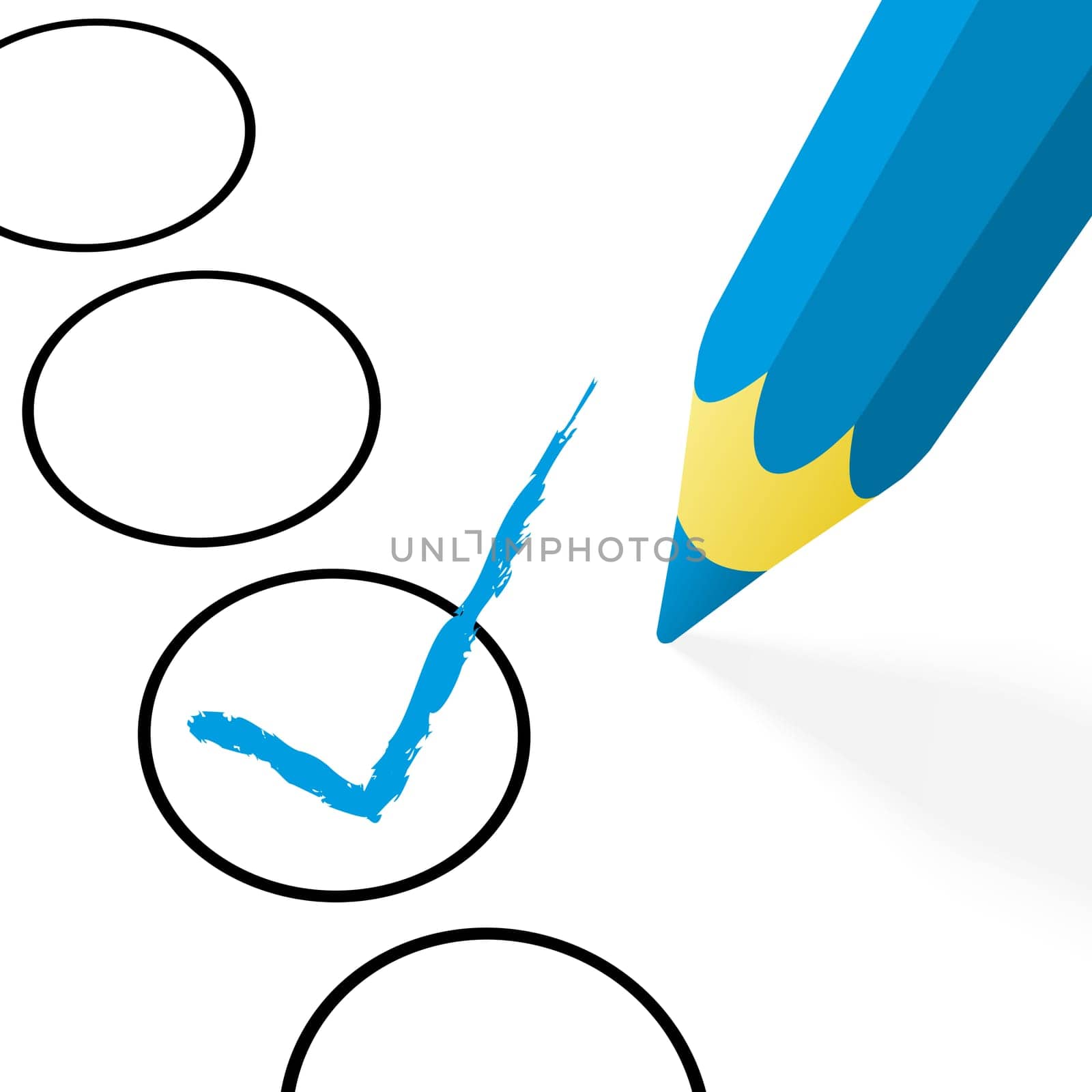 illustration of pencil colored blue drawing a hook