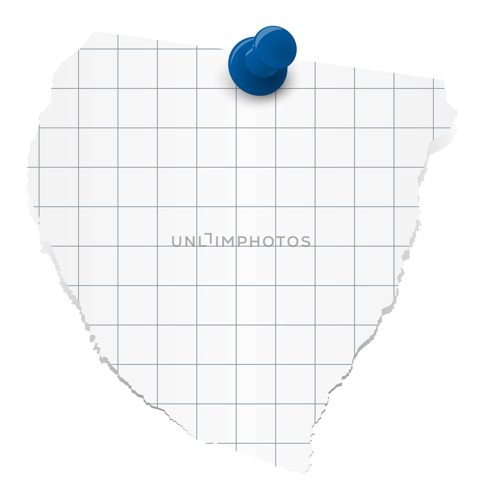 white colored checkered scrap of paper with pin needle