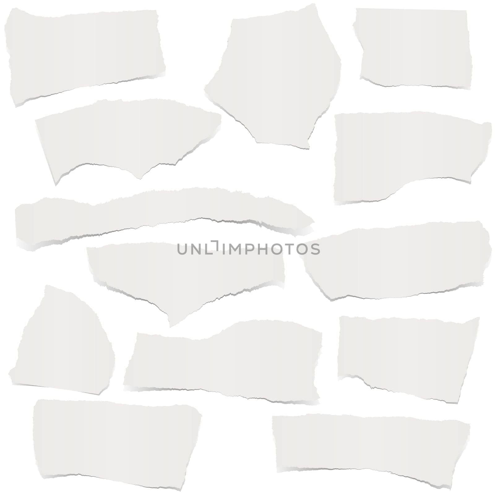 collection of gray colored scraps of papers with shadows