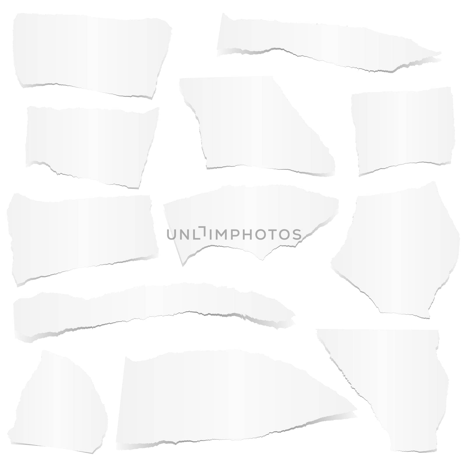 collection of white colored scraps of papers with shadow