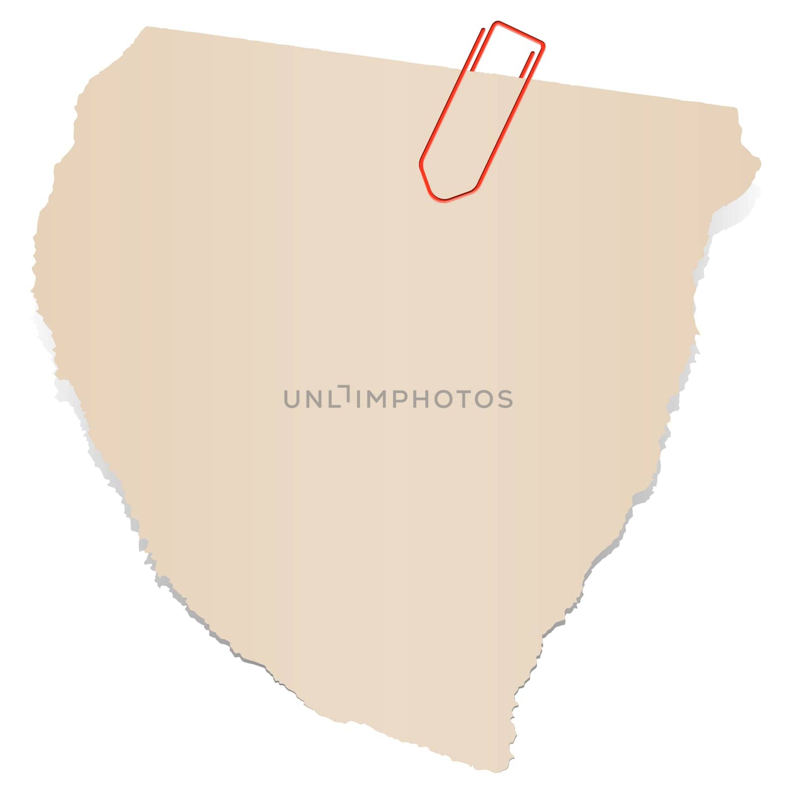 brown colored scrap of paper with paper clip