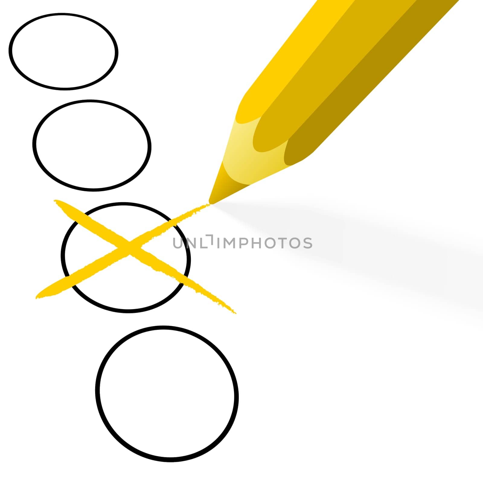 illustration of pencil colored yellow drawing a cross