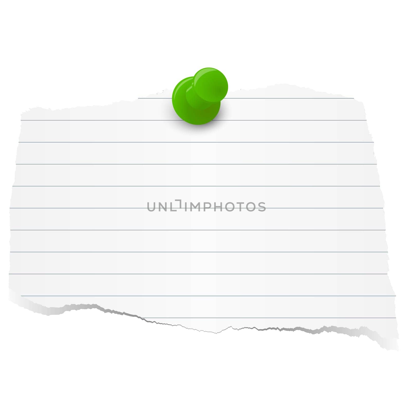 white colored lined scrap of paper with pin needle