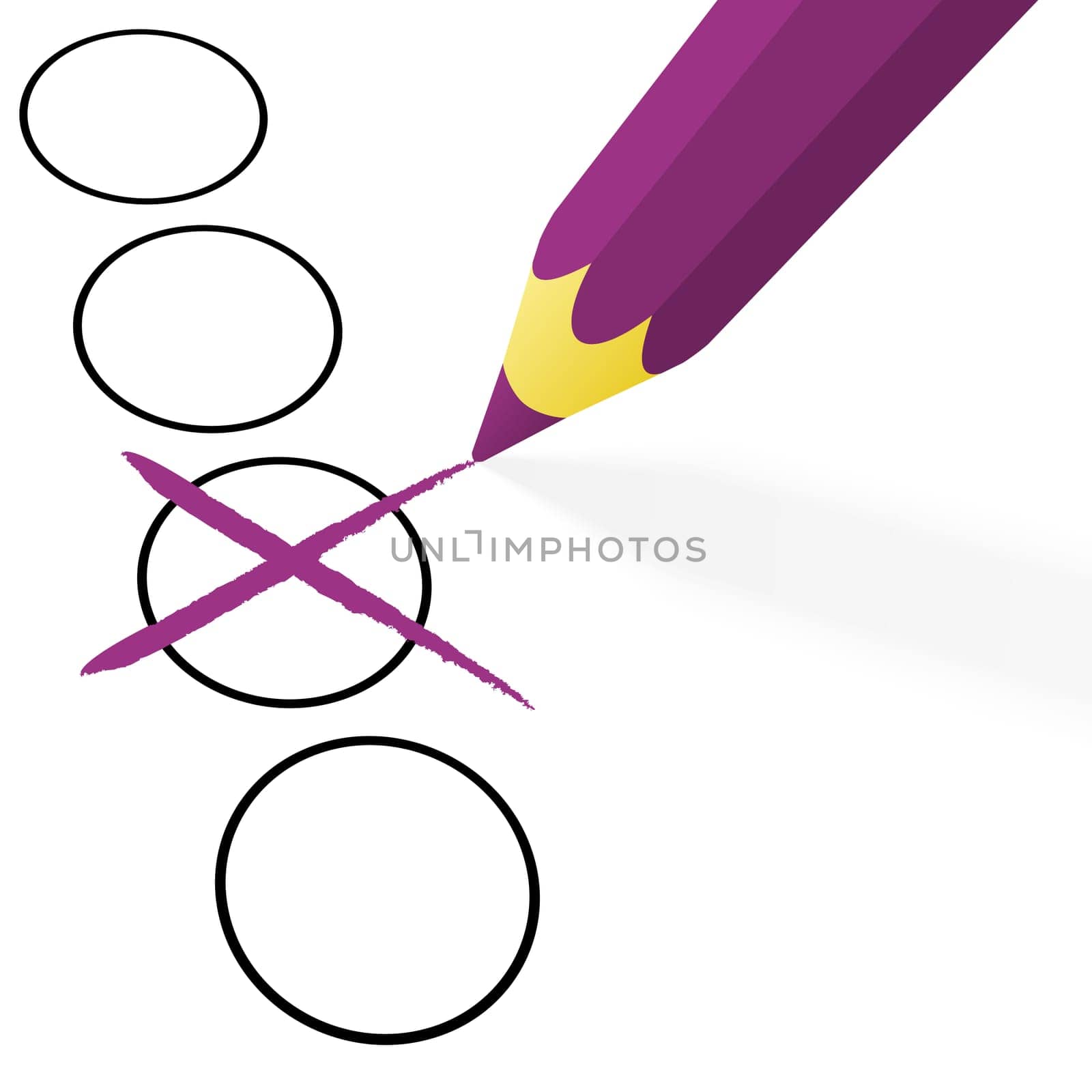 illustration of pencil colored purple drawing a cross
