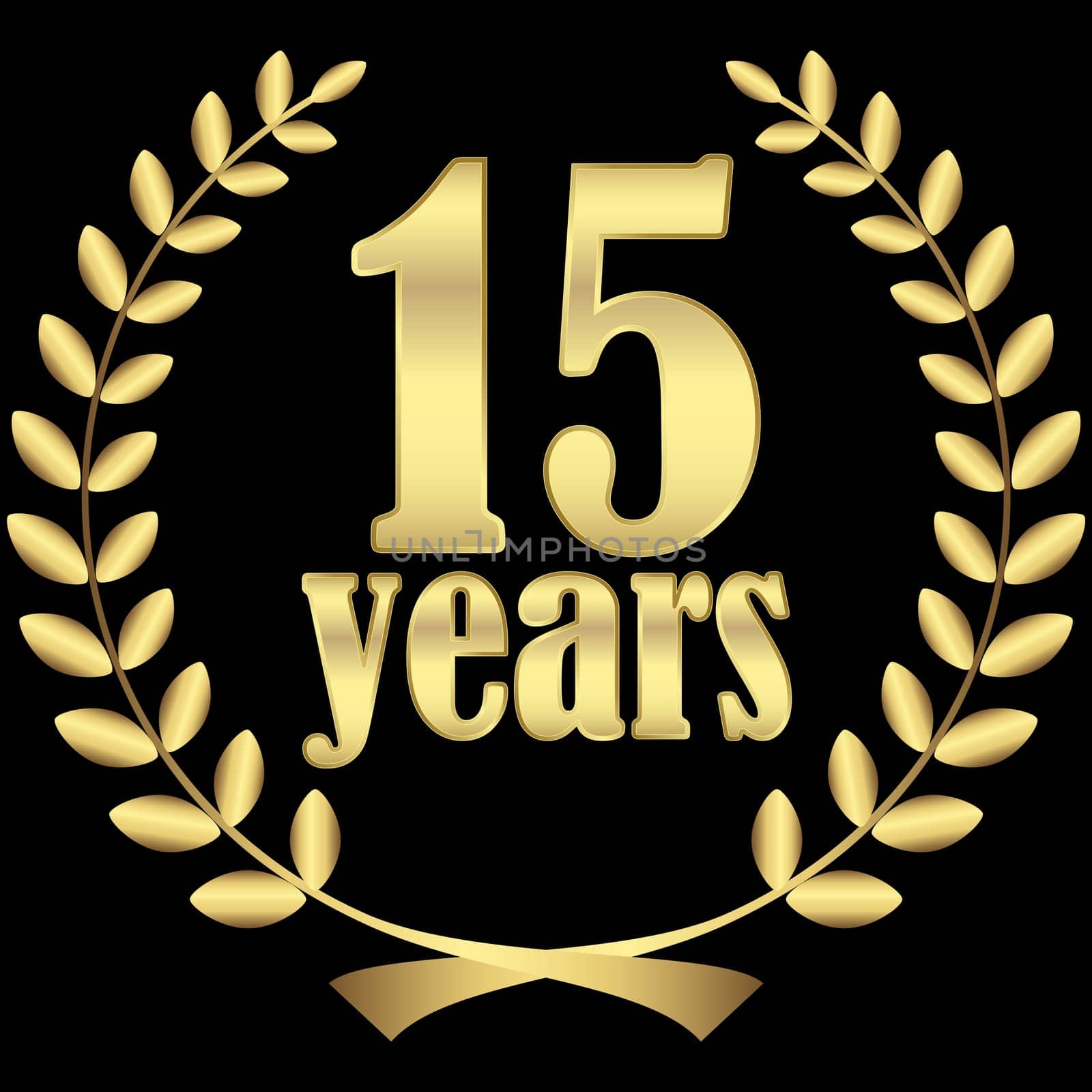laurel wreath for firm jubilee with text 15 years