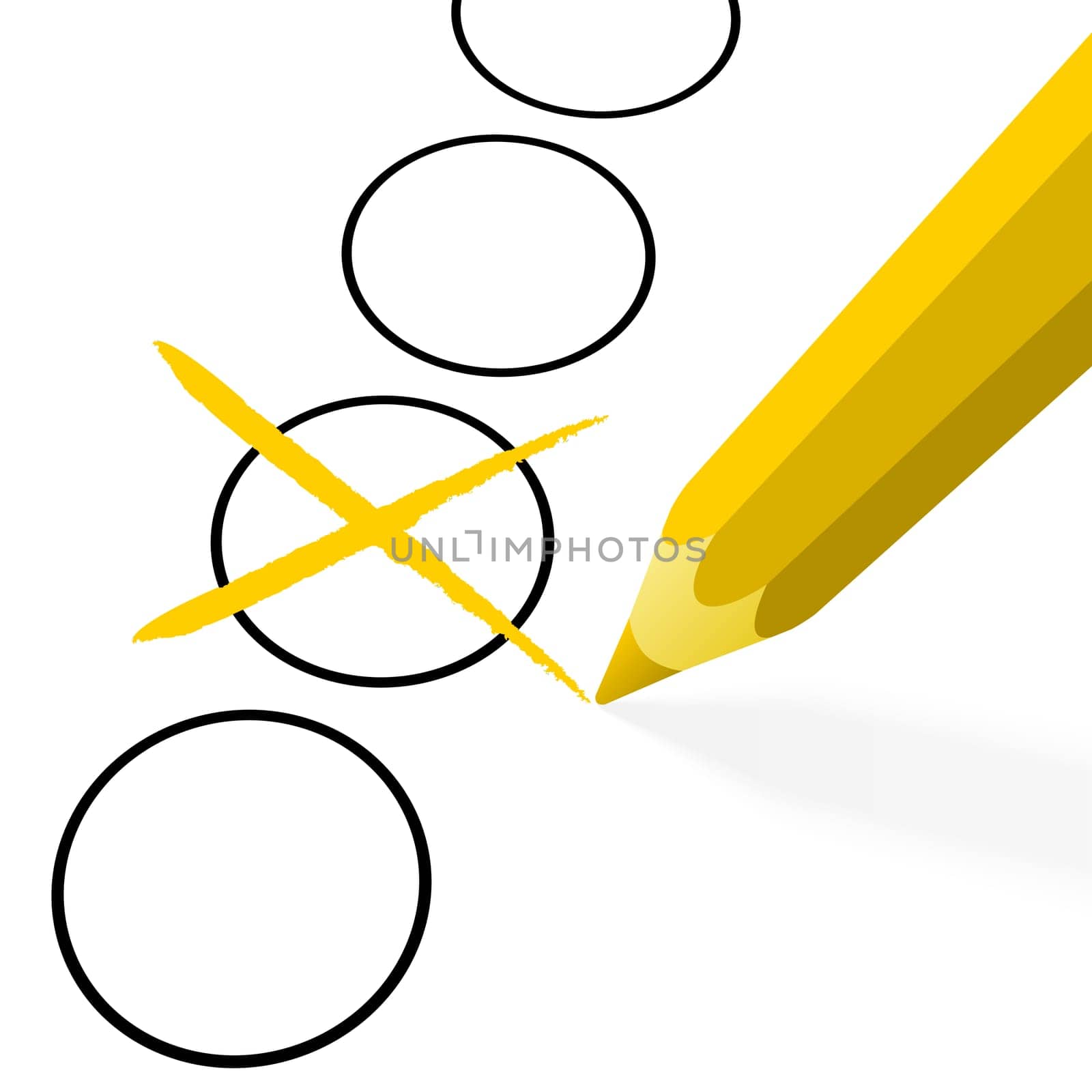 illustration of pencil colored yellow drawing a cross