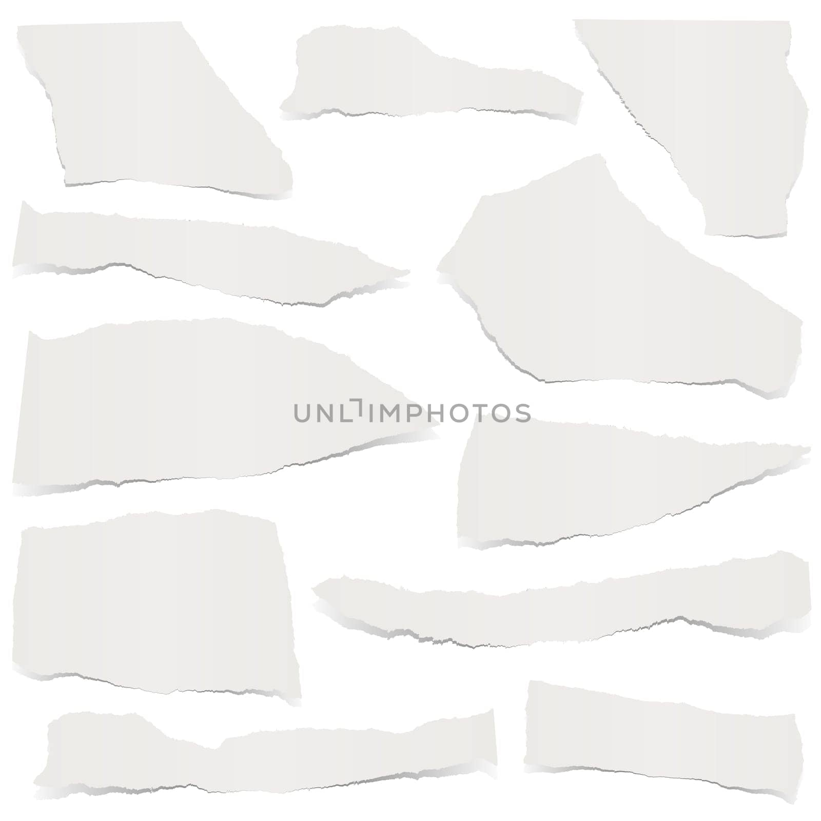 collection of gray colored scraps of papers with shadows