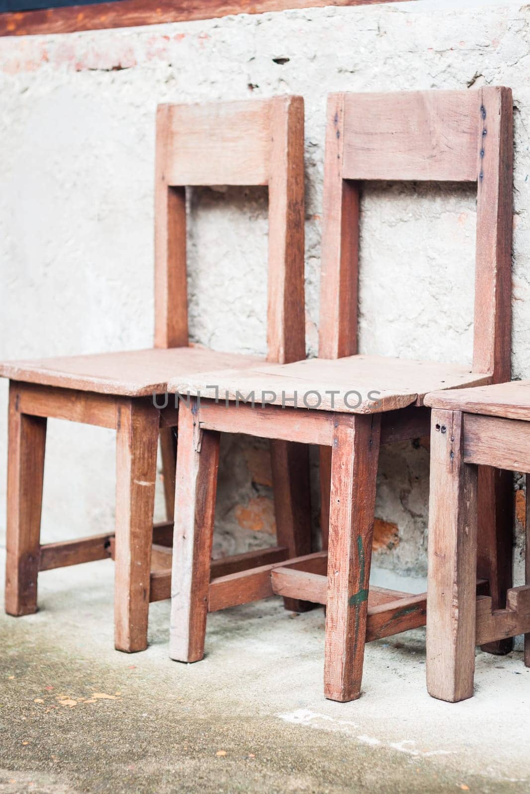 Wooden chairs in garden, stock photo