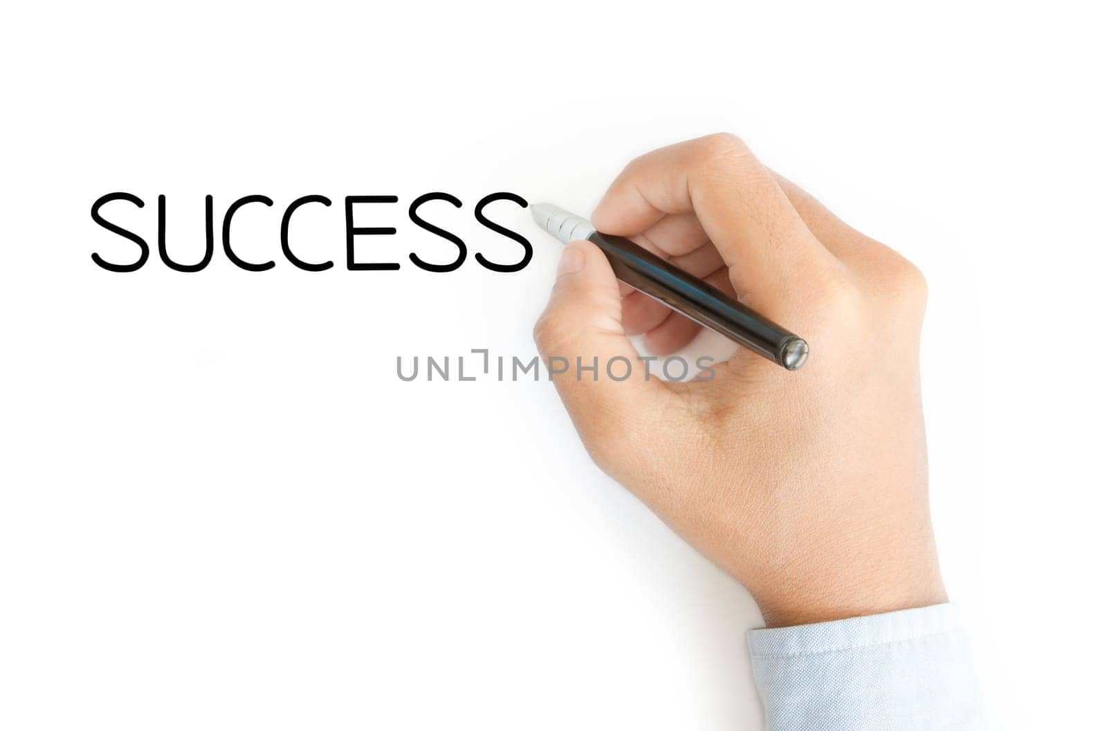 business hand writing success on white background