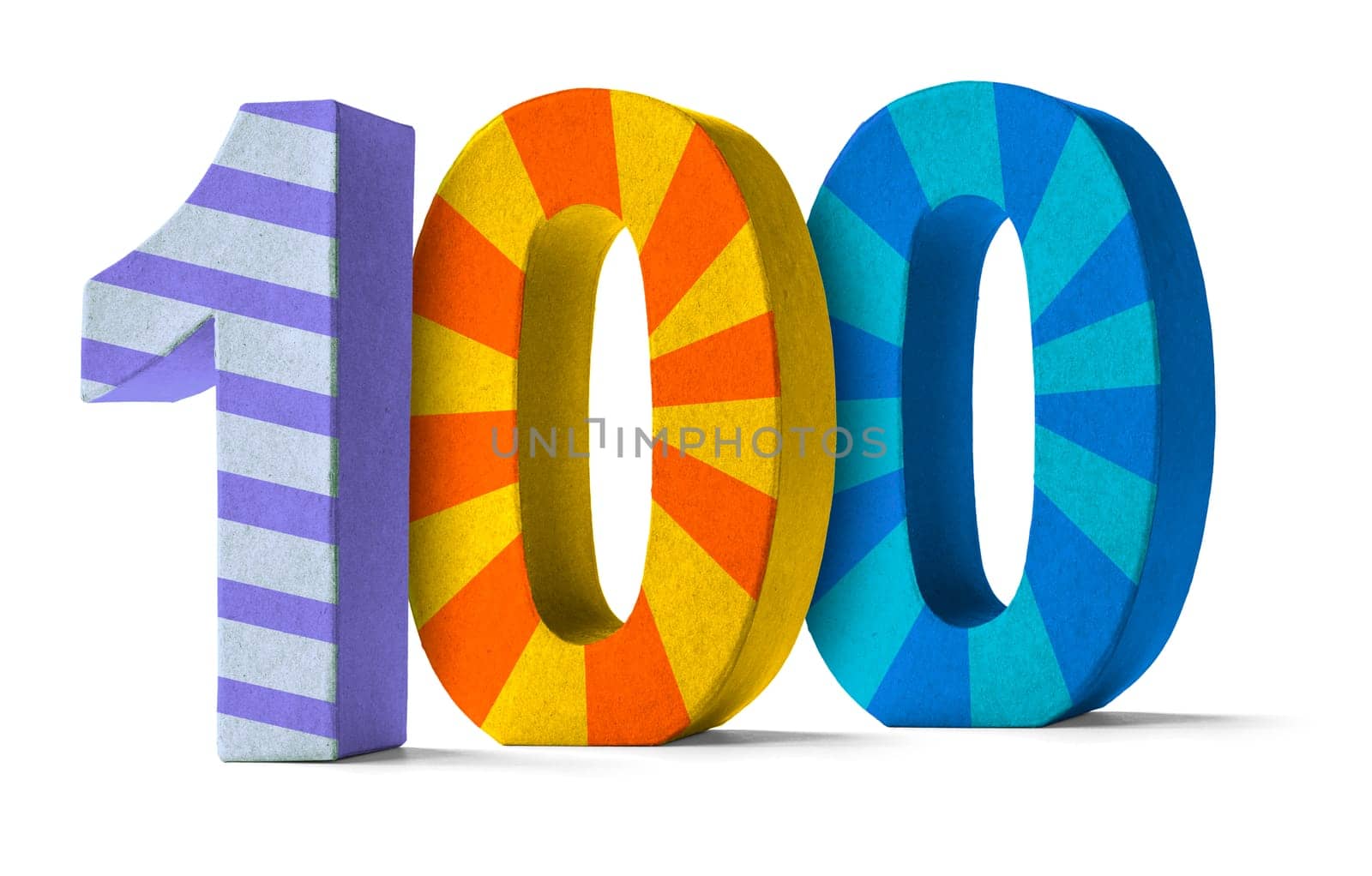 Colorful number made of cardboard - number 100