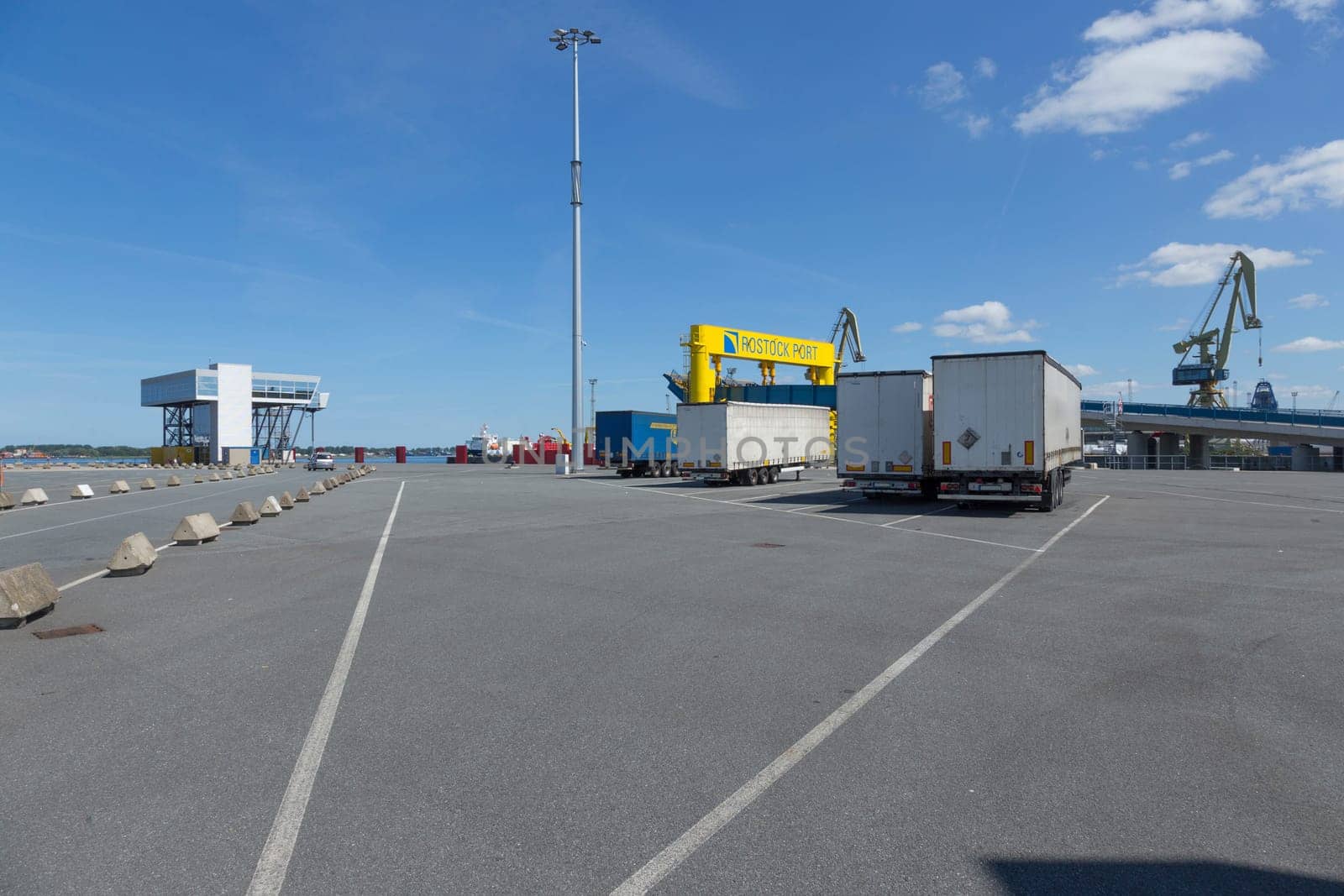 Truck trailer parked in Warnemünde ferry port