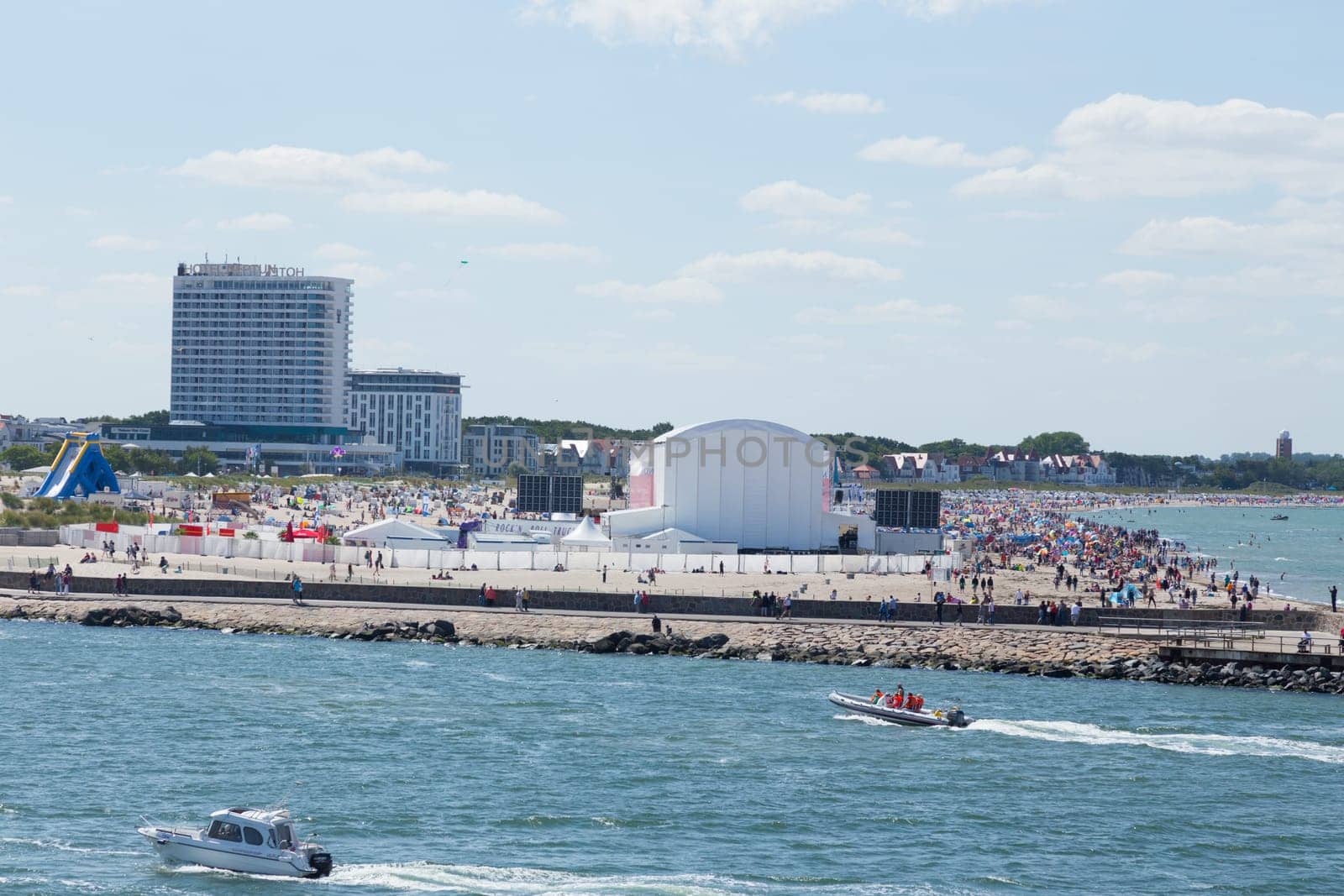 Hotel and event tent on the beach of Warnemünde