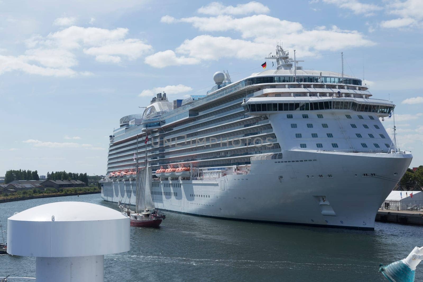 Large cruise ship in the ferry port of Warnemünde