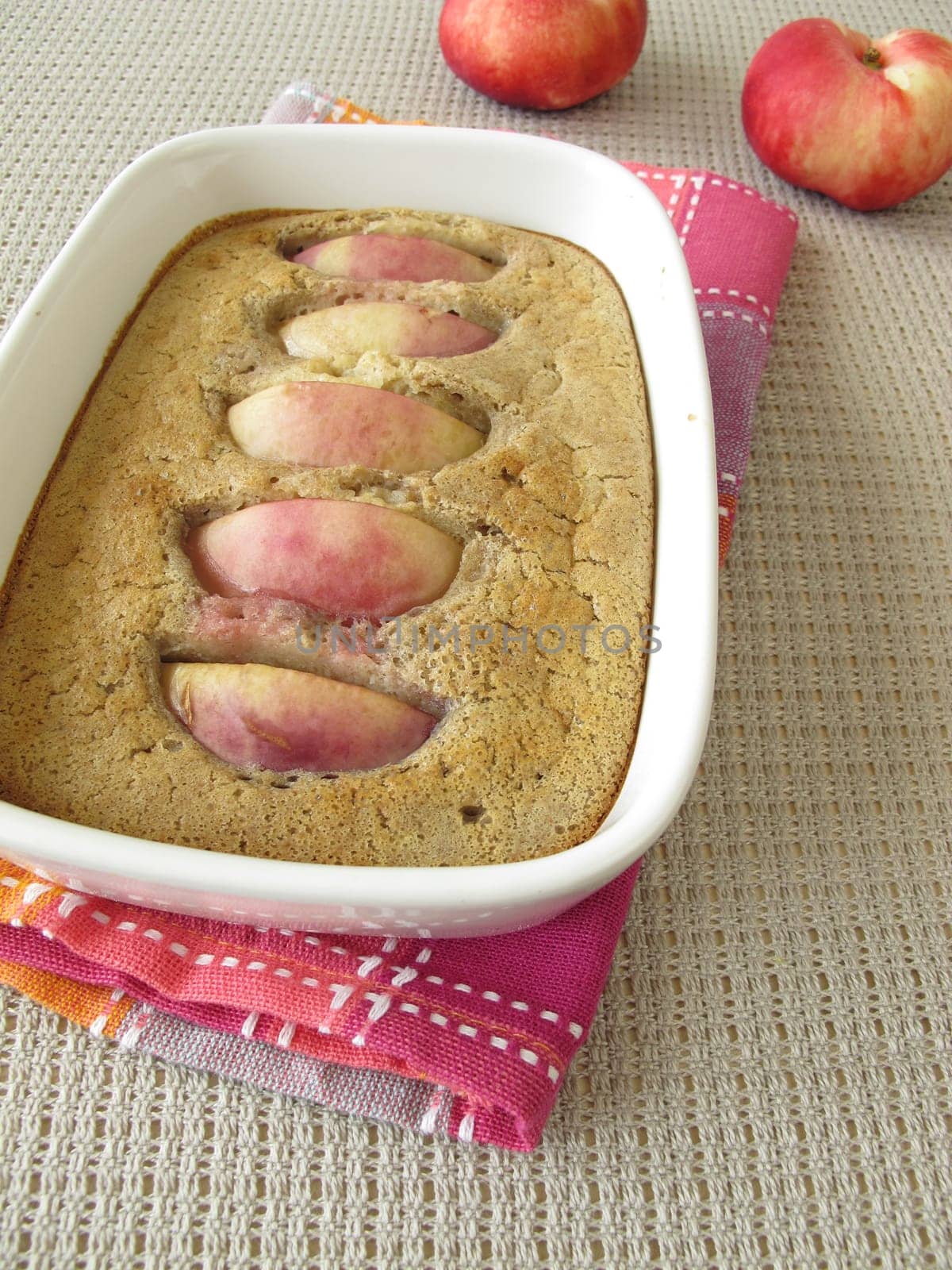 Gluten-free nectarines Clafoutis with buckwheat flour