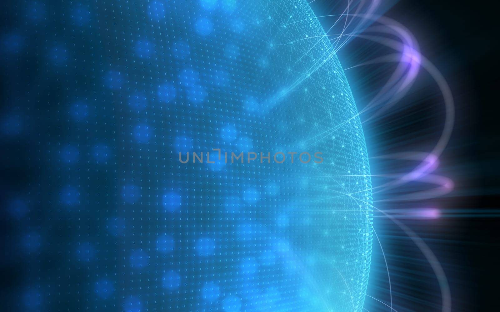 Digital planet with dots representing the binary code and world communication.