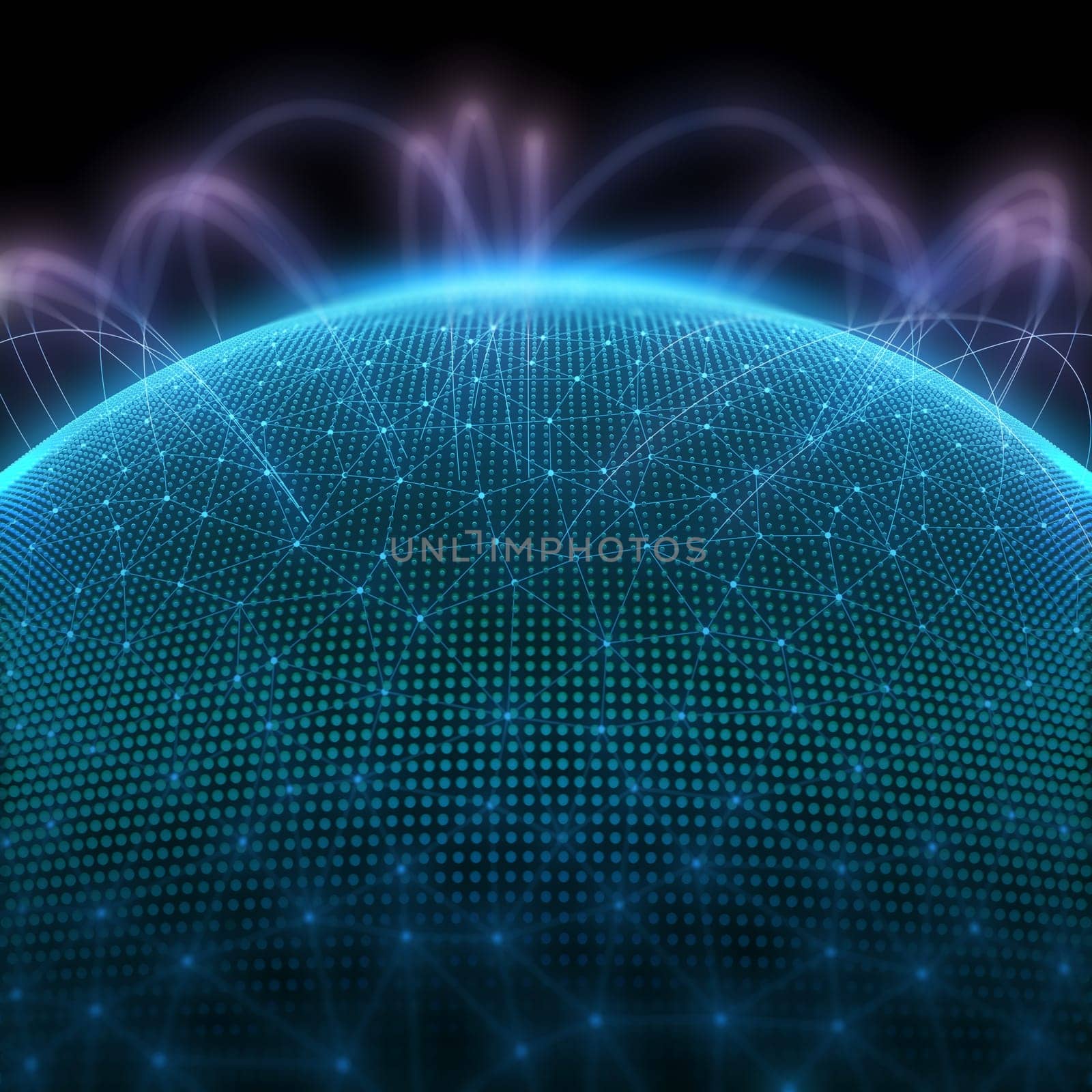 Digital planet with dots representing the binary code and world communication.