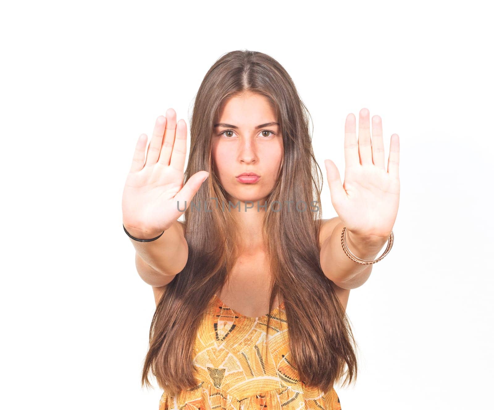 attractive young woman rejects offer