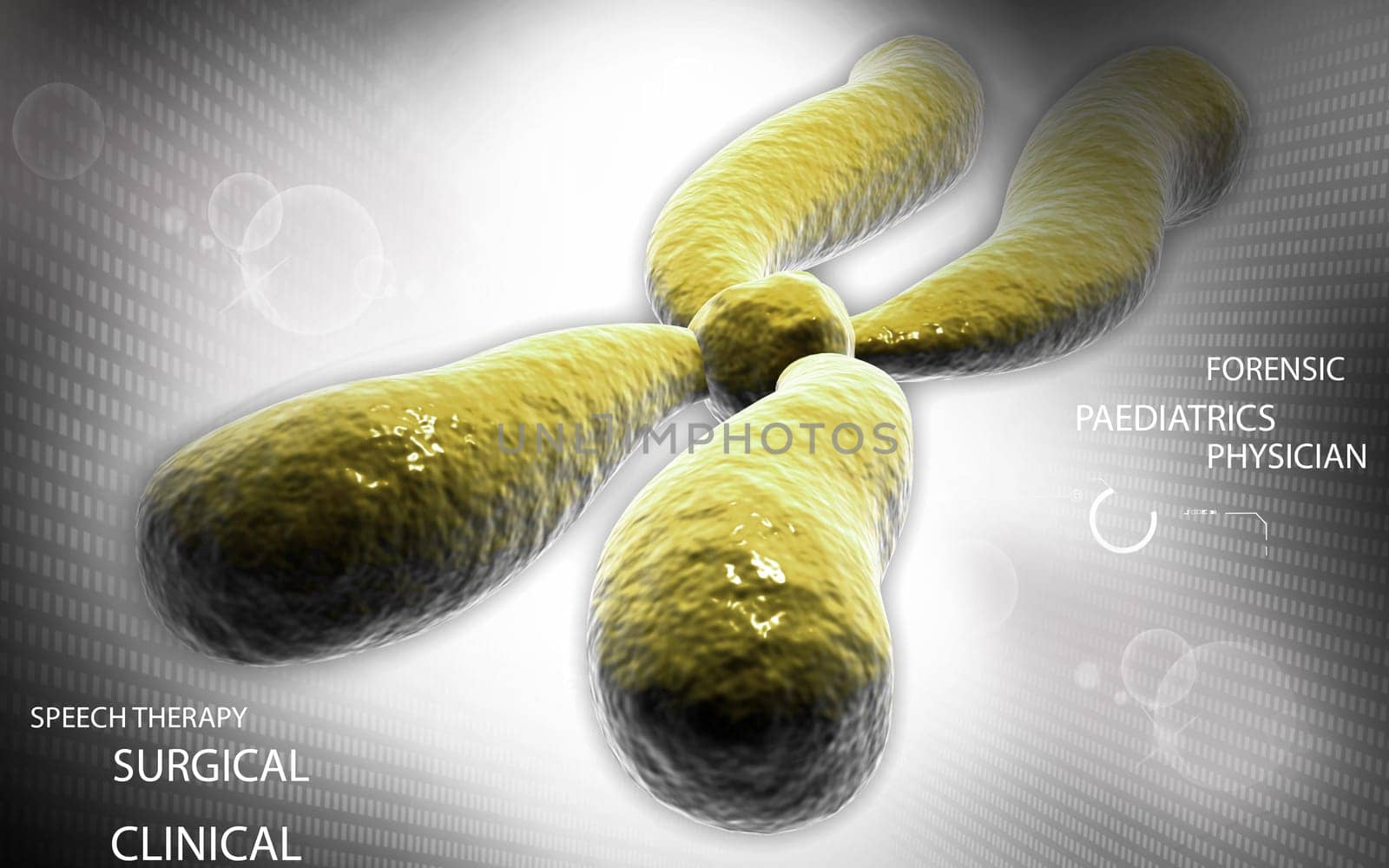 Digital illustration of chromosome in colour background