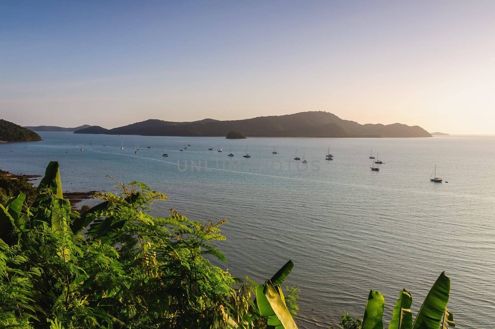 Seascape colorful with color of sunset in twilight, Phuket thailand