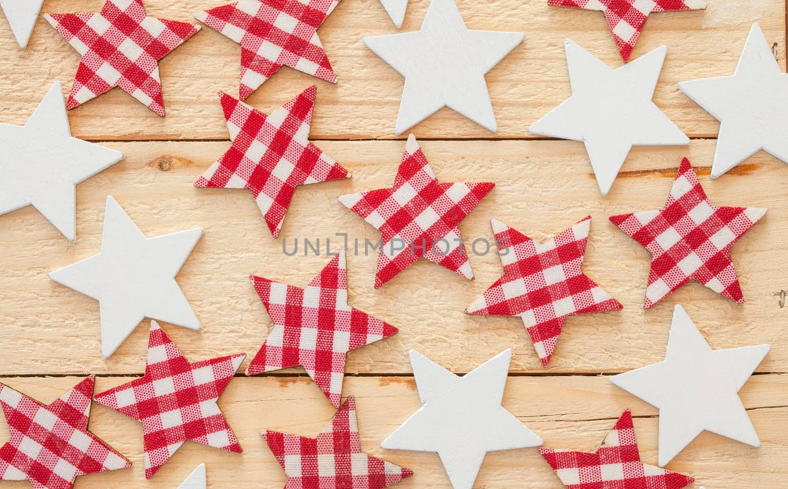 Rustic background for Christmas with colorful stars