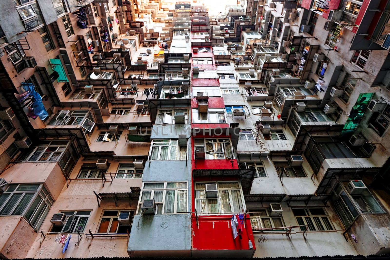 Old apartments in Hong Kong at day