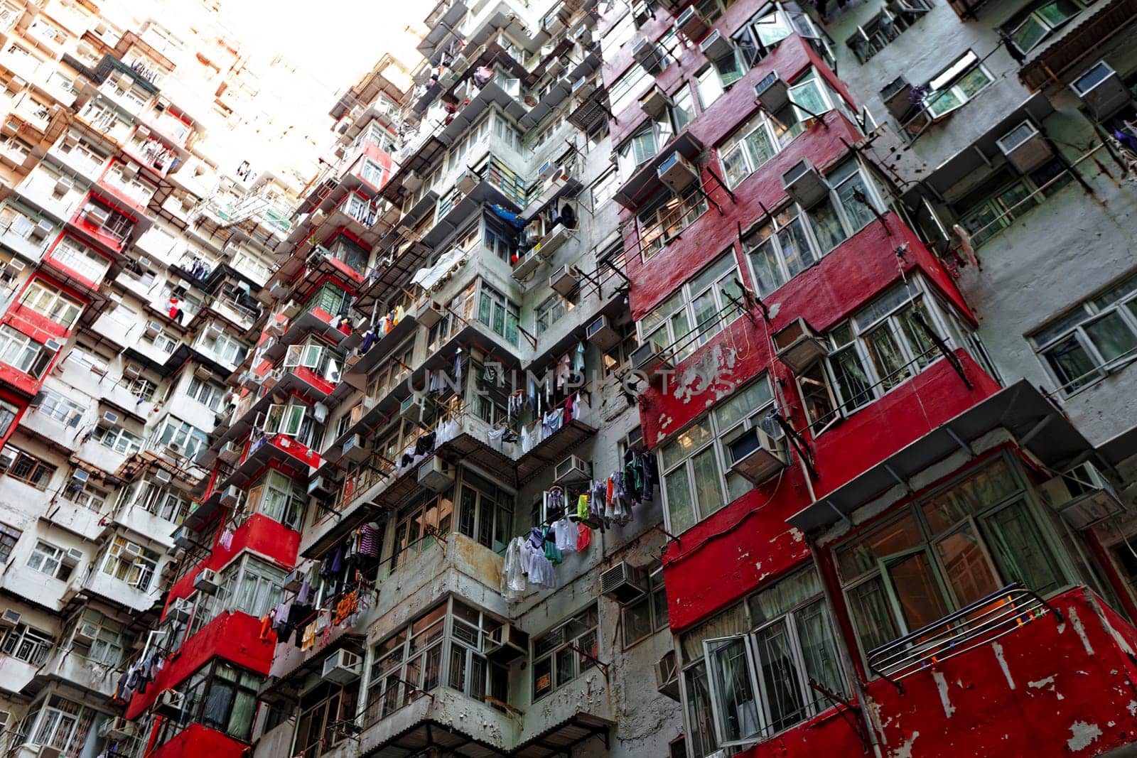 Old apartments in Hong Kong at day