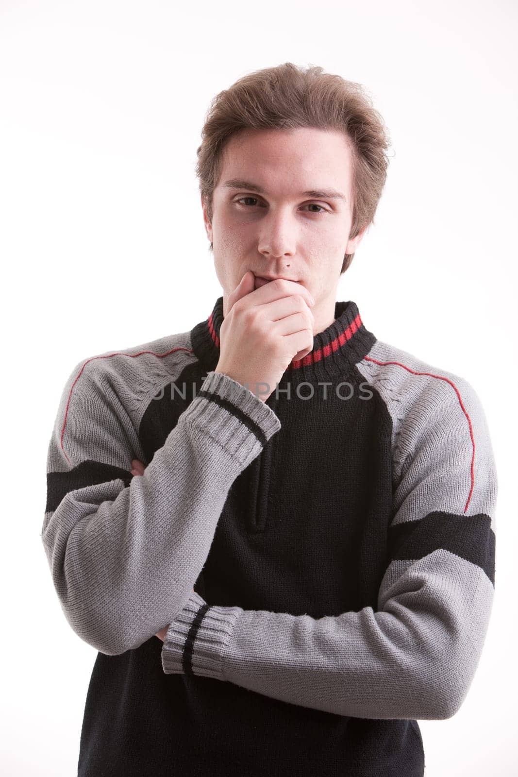young good looking guy thinking about a new idea he had and about how can he make it reality