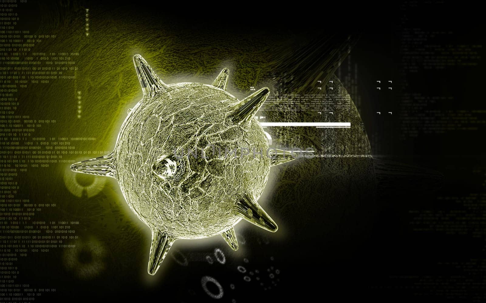 Digital illustration of herpes virus in colour background