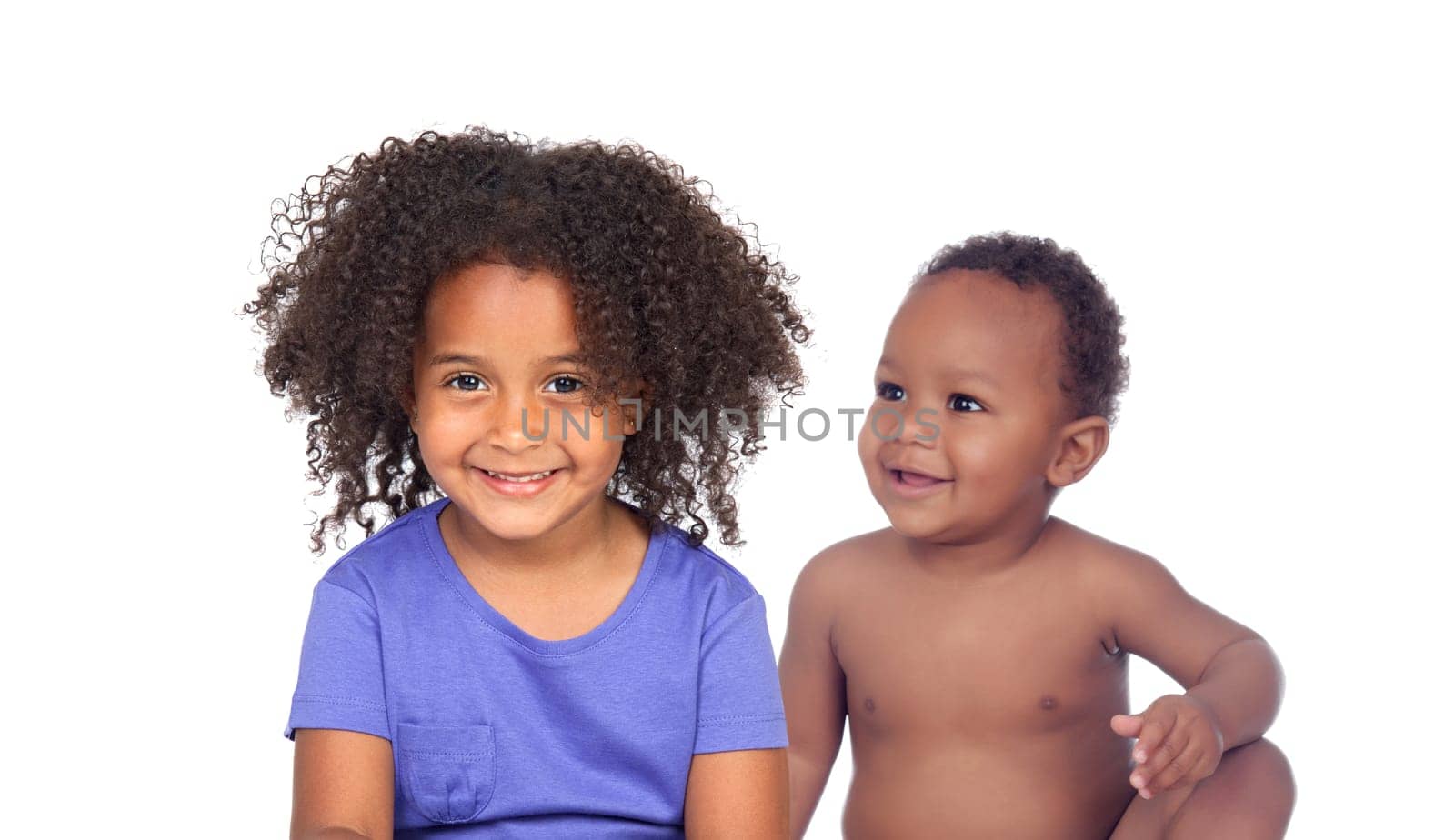 African brothers isolated on a white background
