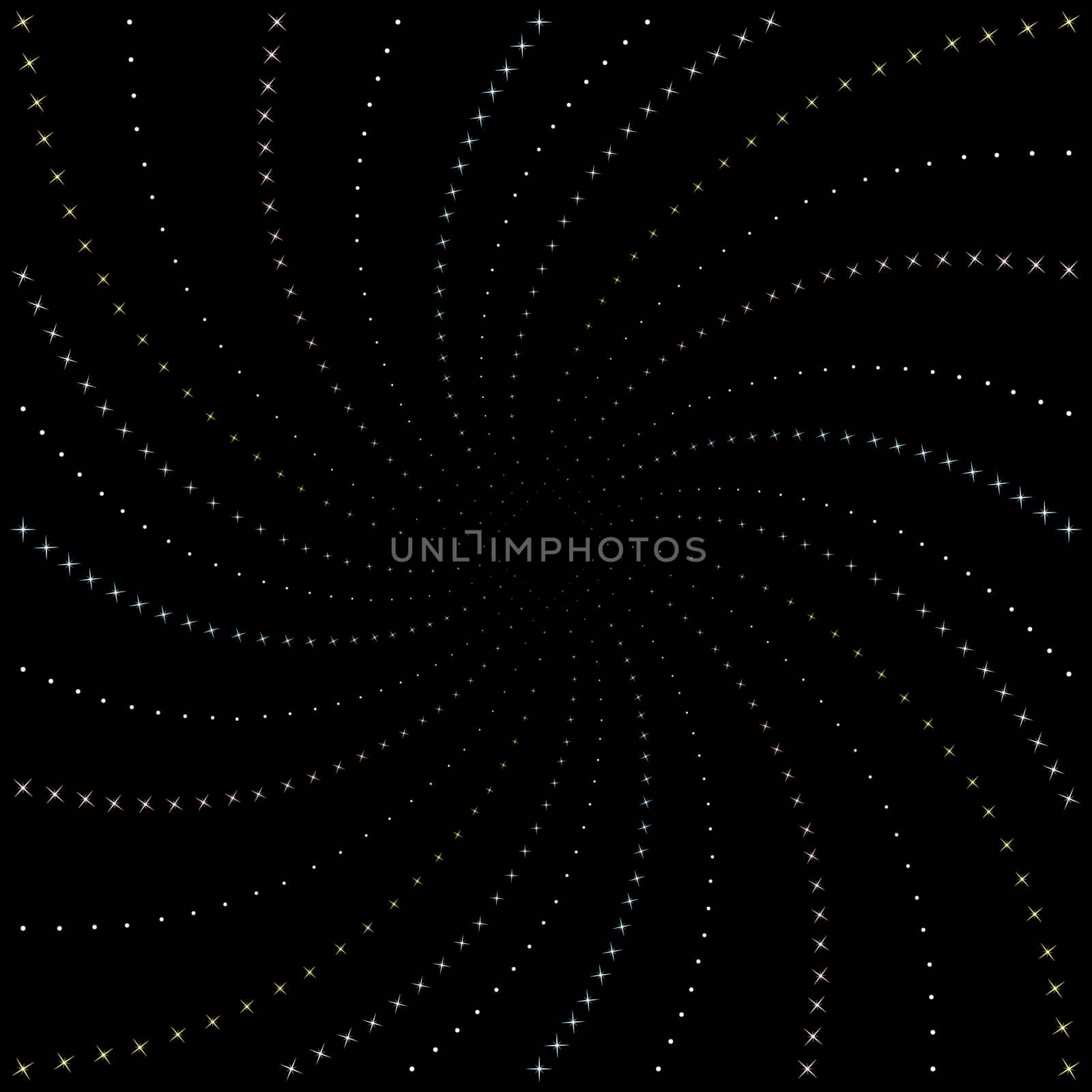 Dark simple vector pattern with twisted sequences of stars