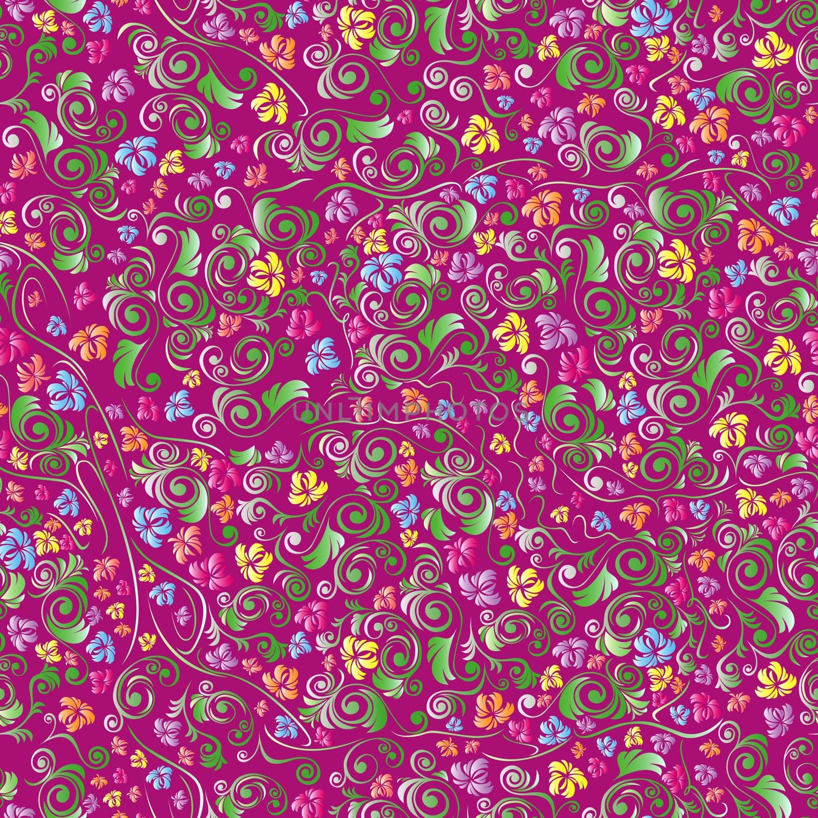 Color floral seamless pattern, hand drawing vector illustration