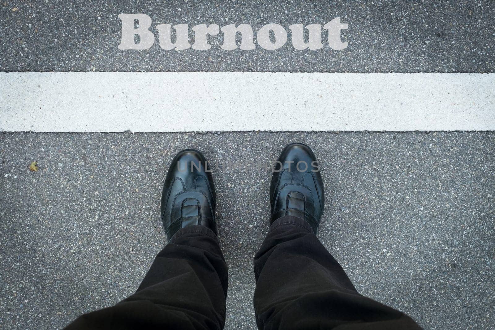 Word burnout stroke in white and 2 feet