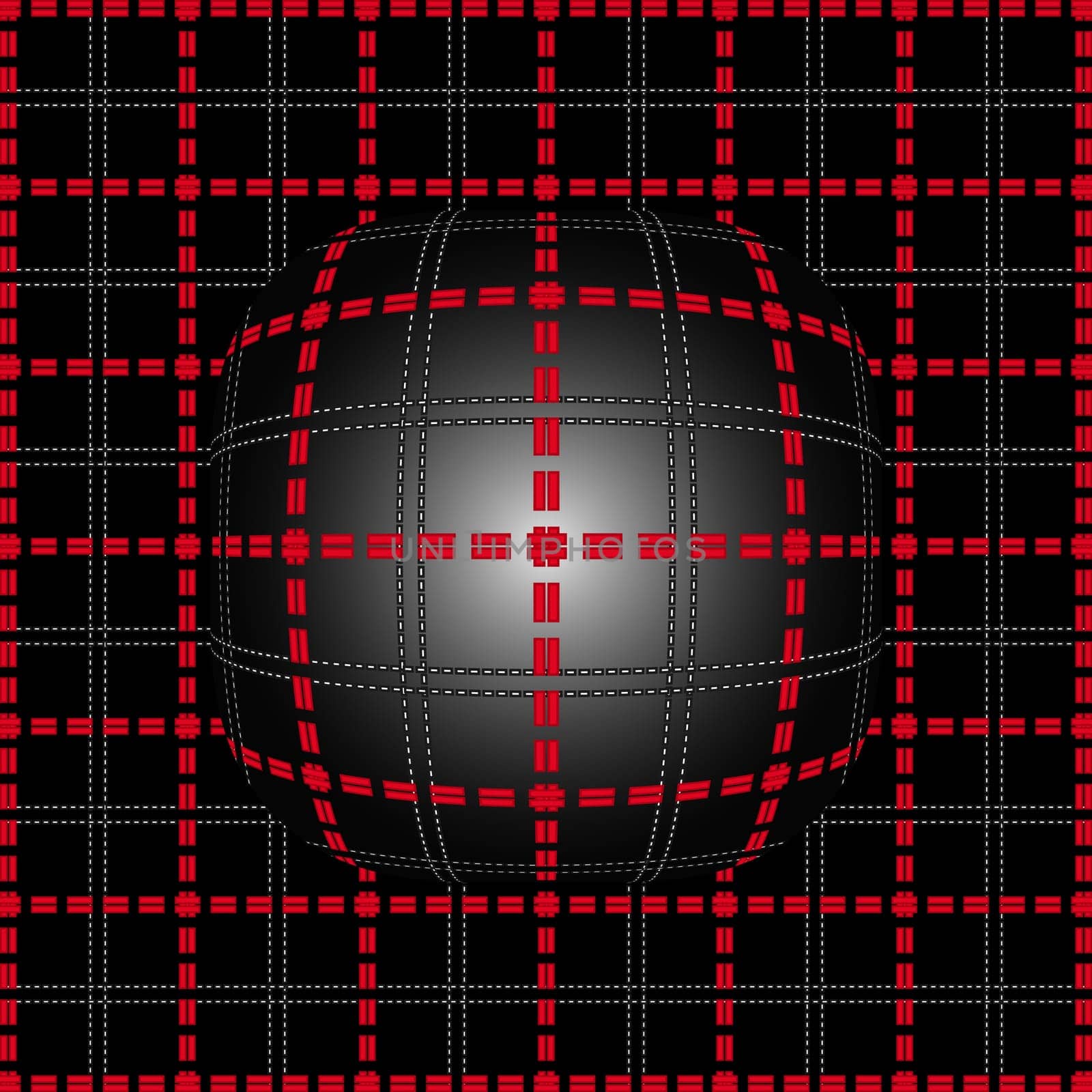 Red grid of double dashed lines on abstract lighting convex background, vector illustration