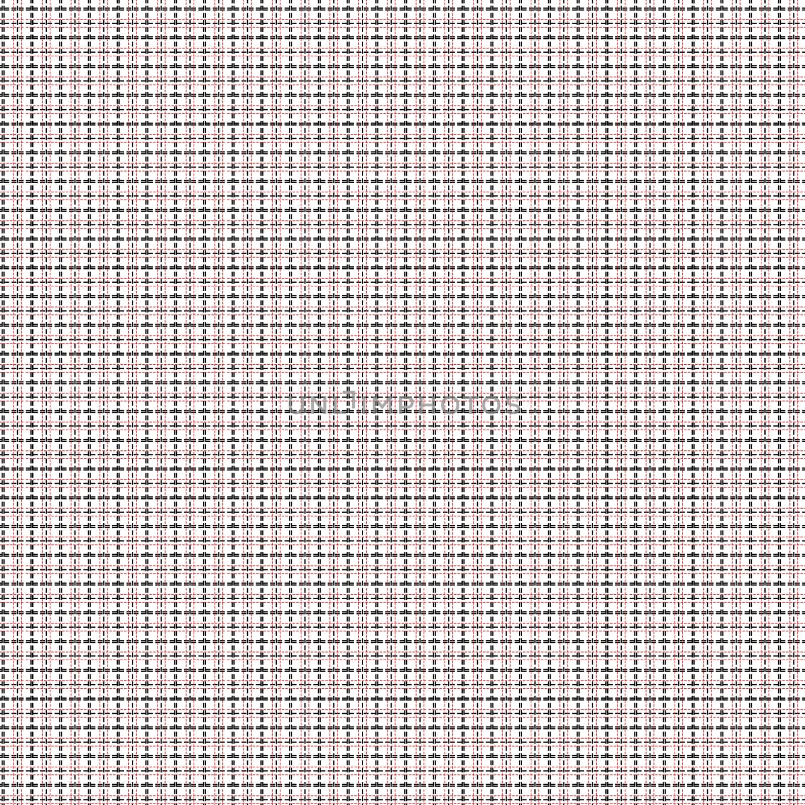 Mesh seamless vector pattern with single and double dashed lines. Repeat background with geometrical array in black and red