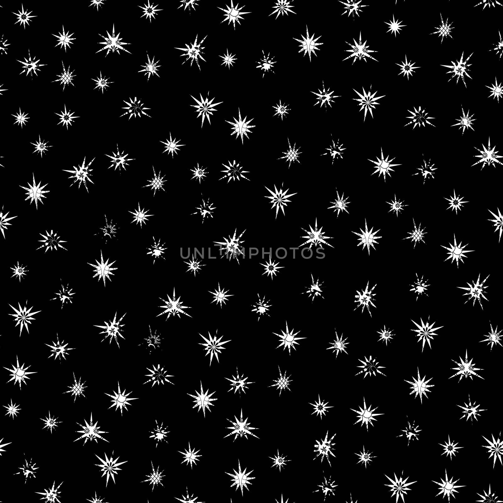 Black and white ornamental stars seamless pattern, vector illustration