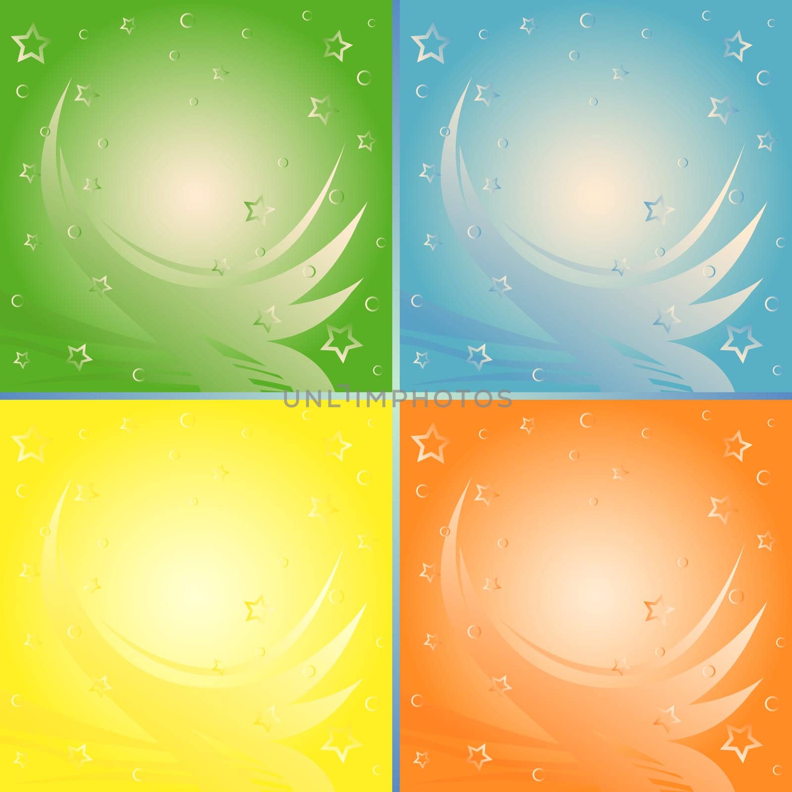 Four identical abstract backgrounds in different colors, vector illustration