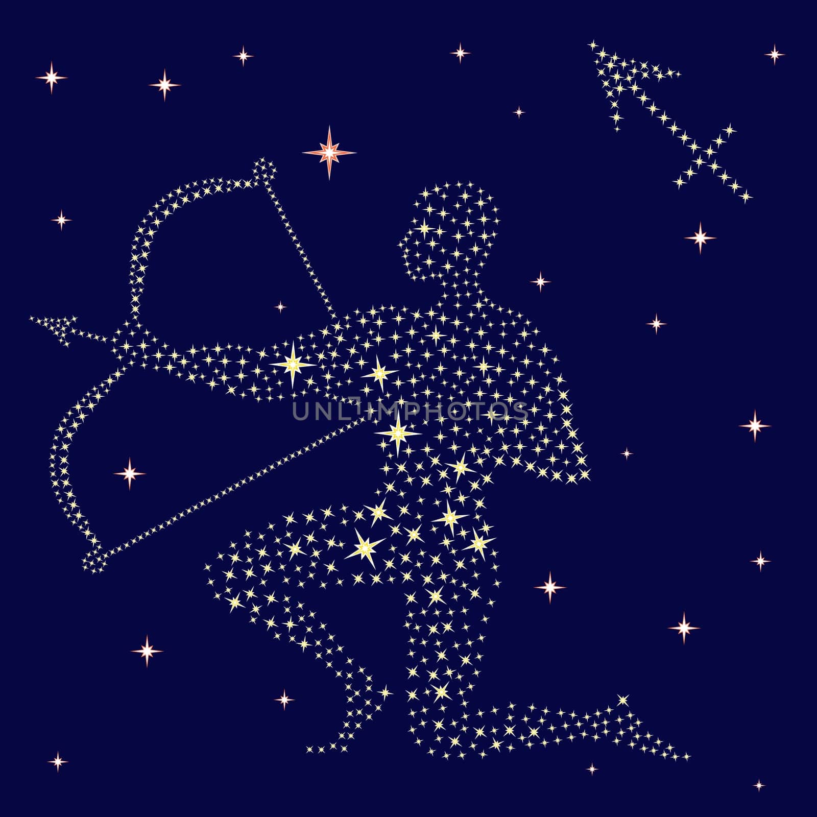 Zodiac sign Sagittarius on a background of the starry sky, vector illustration