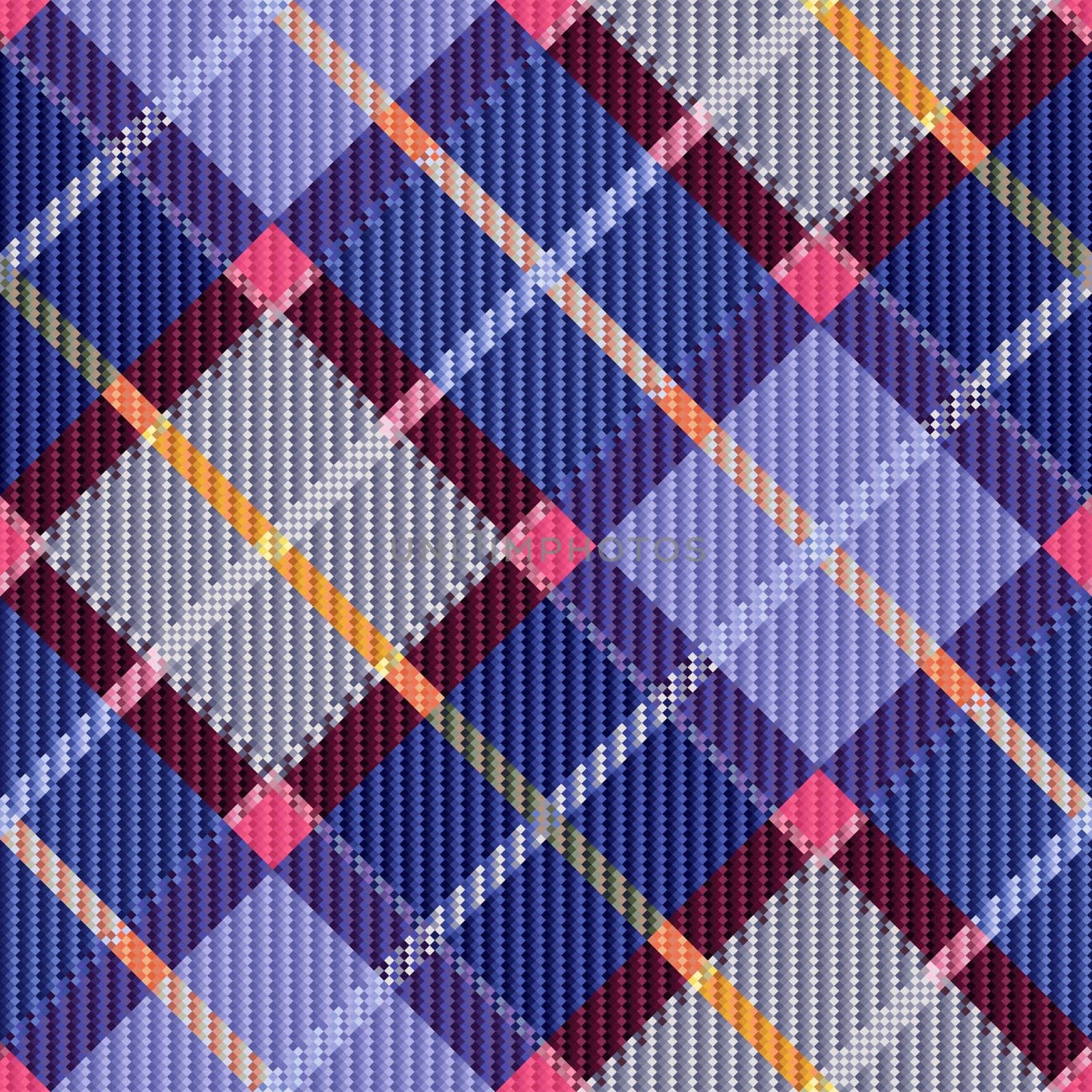 Diagonal seamless colorful checkered vector pattern as a tartan plaid