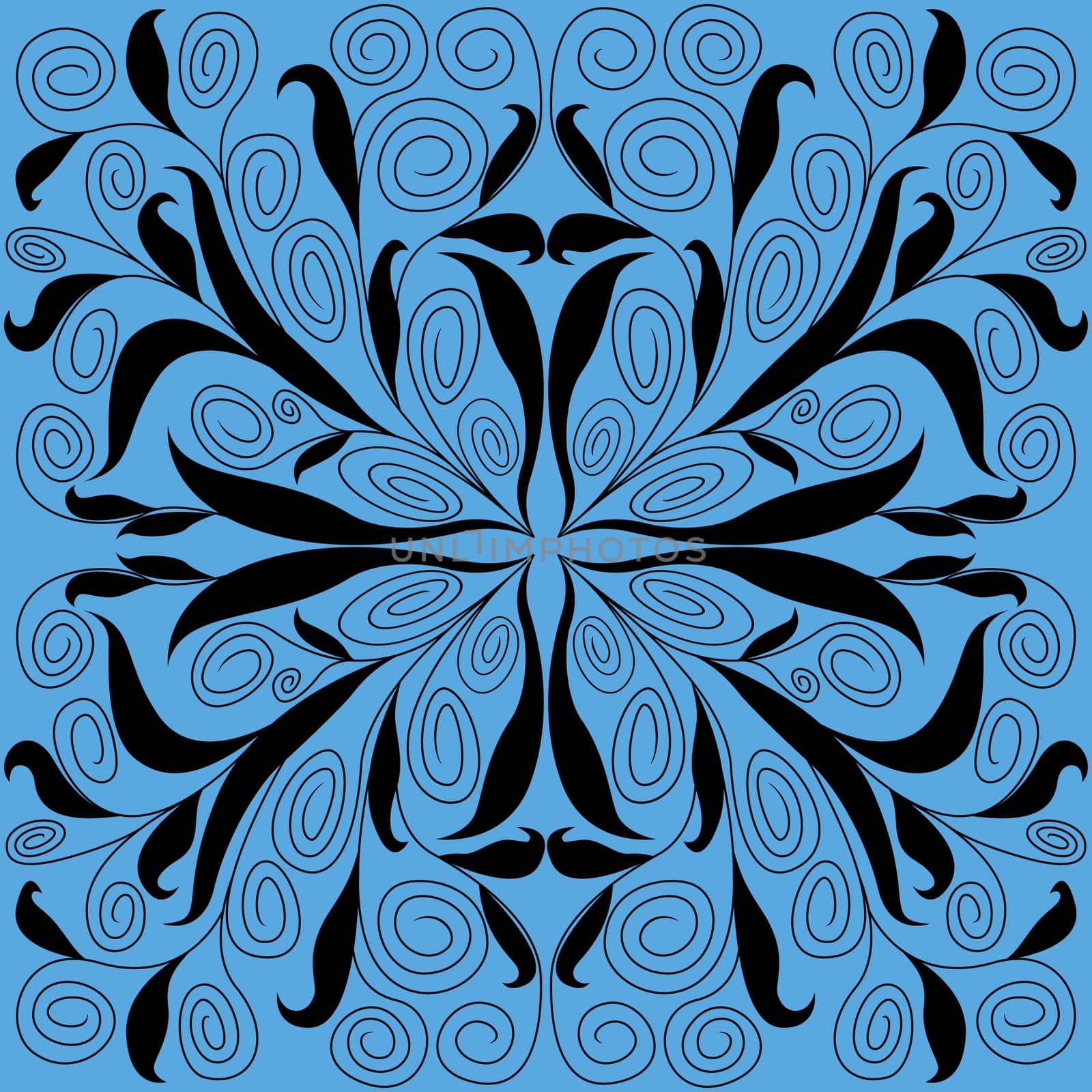Abstract floral hand drawing vector symmetrical pattern