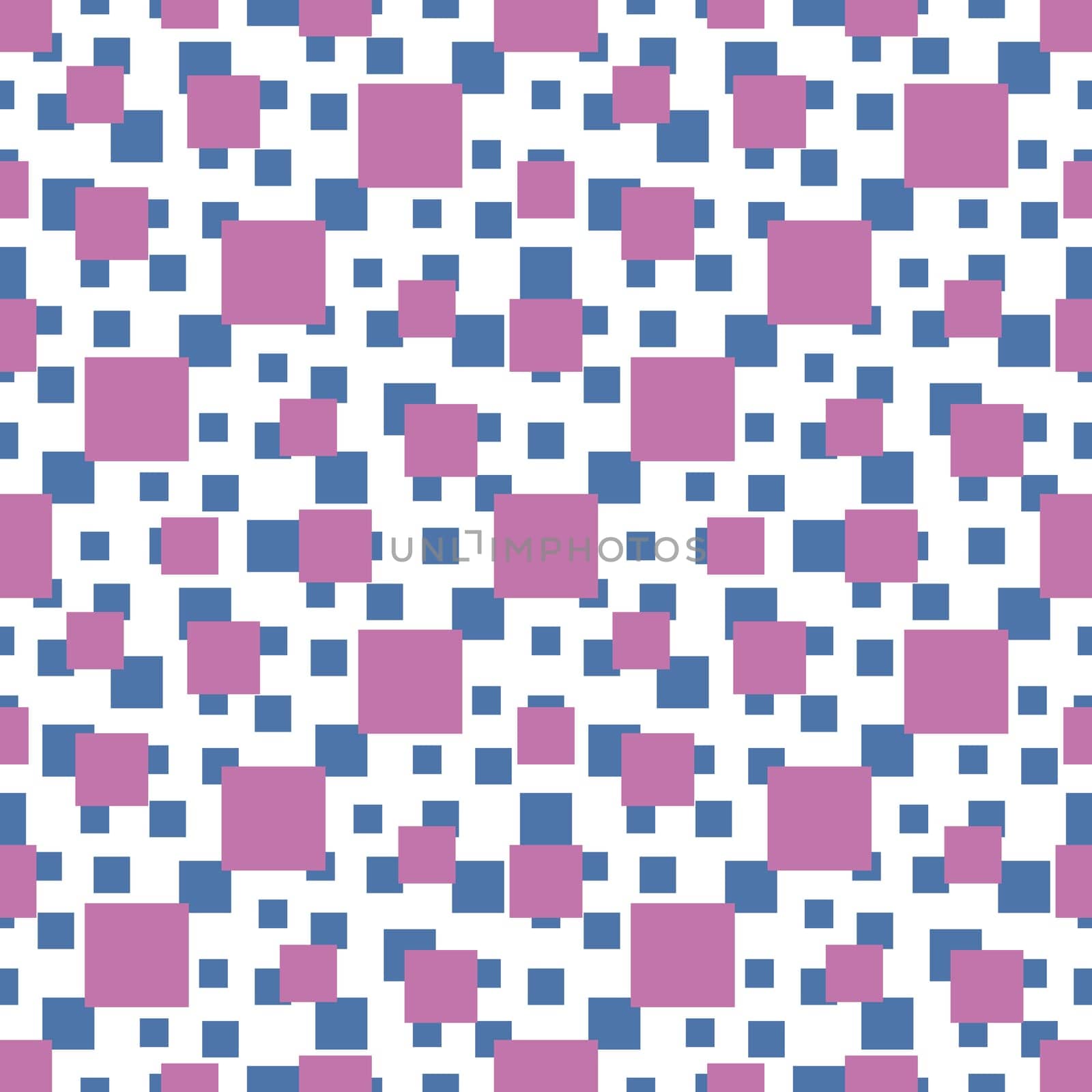 Seamless vector pattern with blue and magenta squares of different sizes