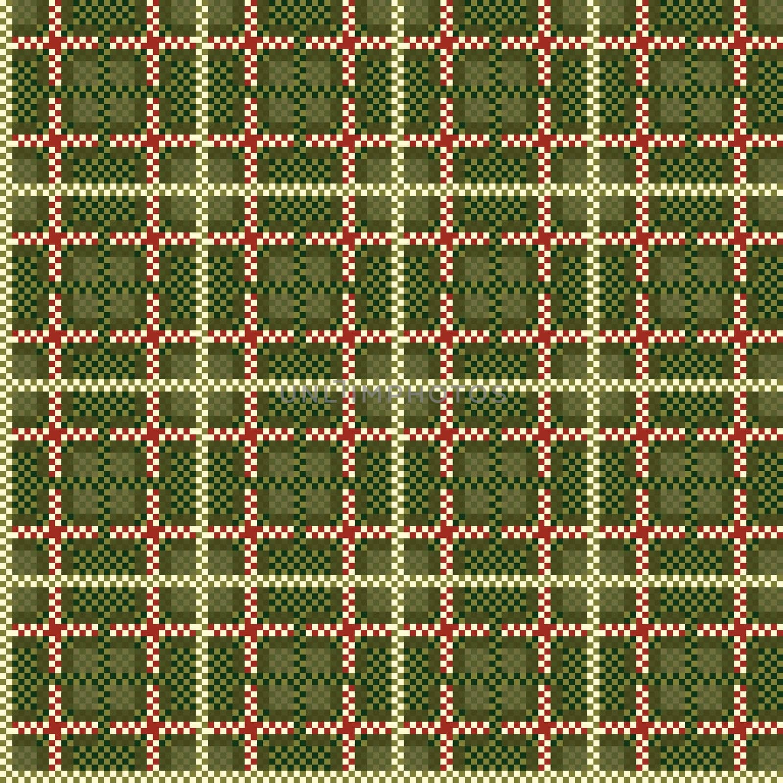 Seamless checkered shades of green vector pattern as a tartan plaid