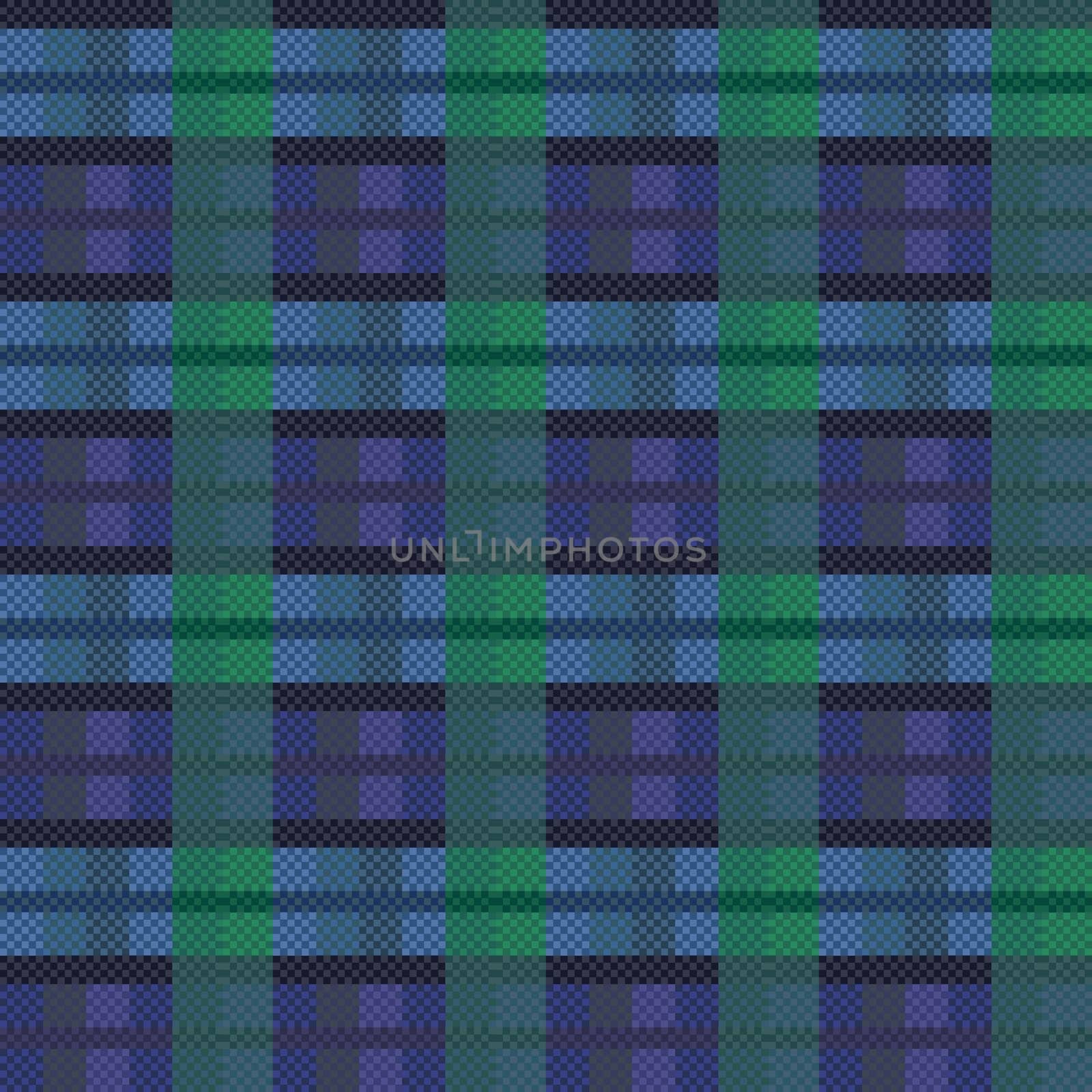 Seamless checkered dark blue with green vector pattern as a tartan plaid