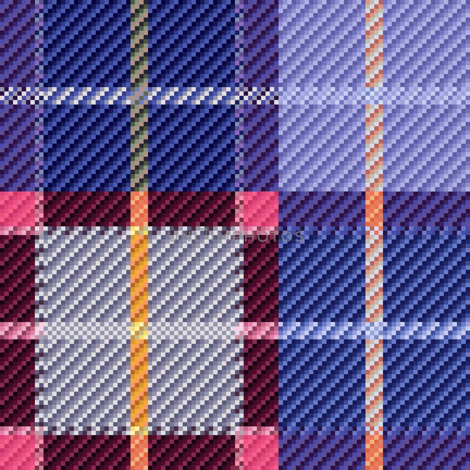 Seamless checkered vector bright pattern with blue and pink colors