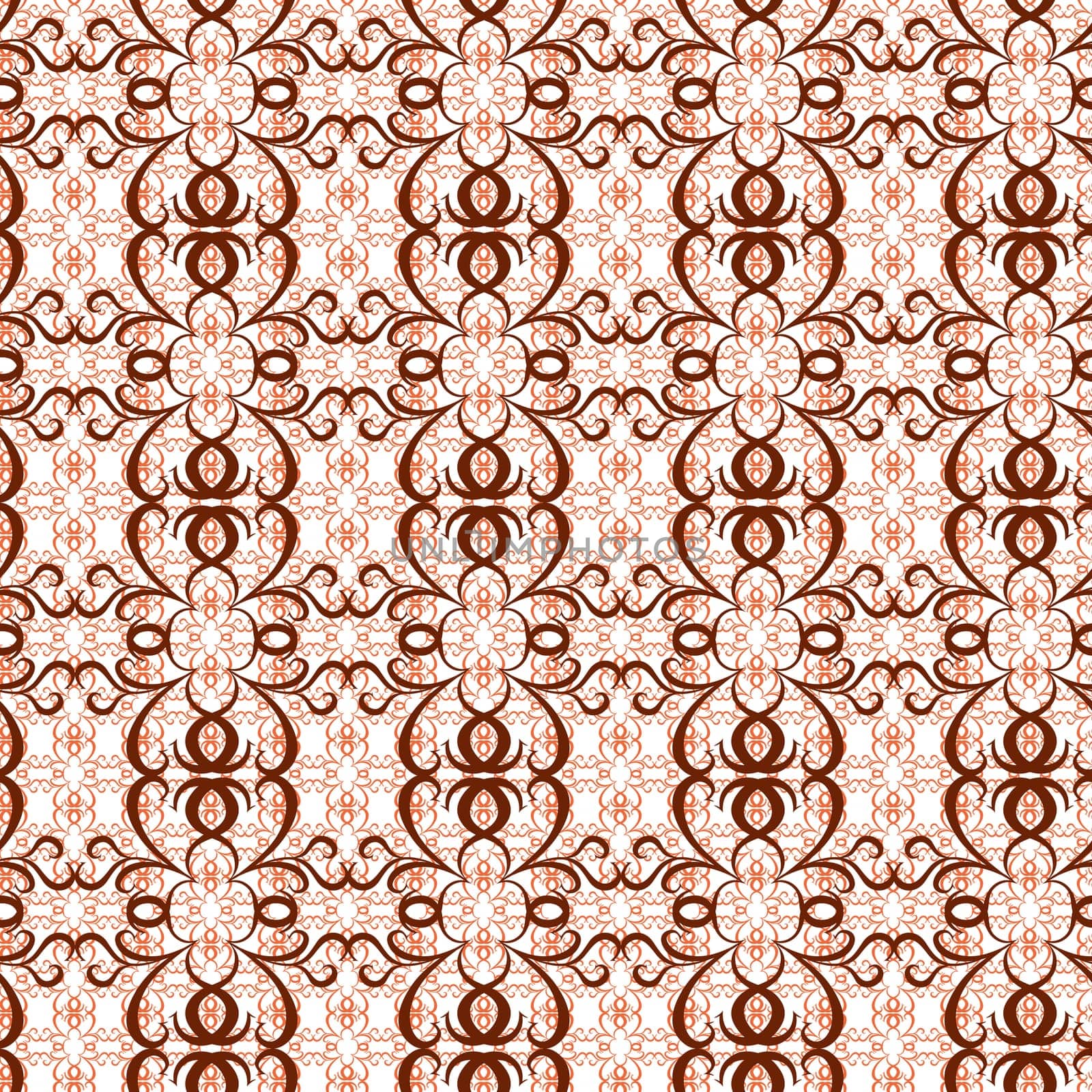 Swirl seamless pattern stylized with a hearts, hand drawing vector illustration