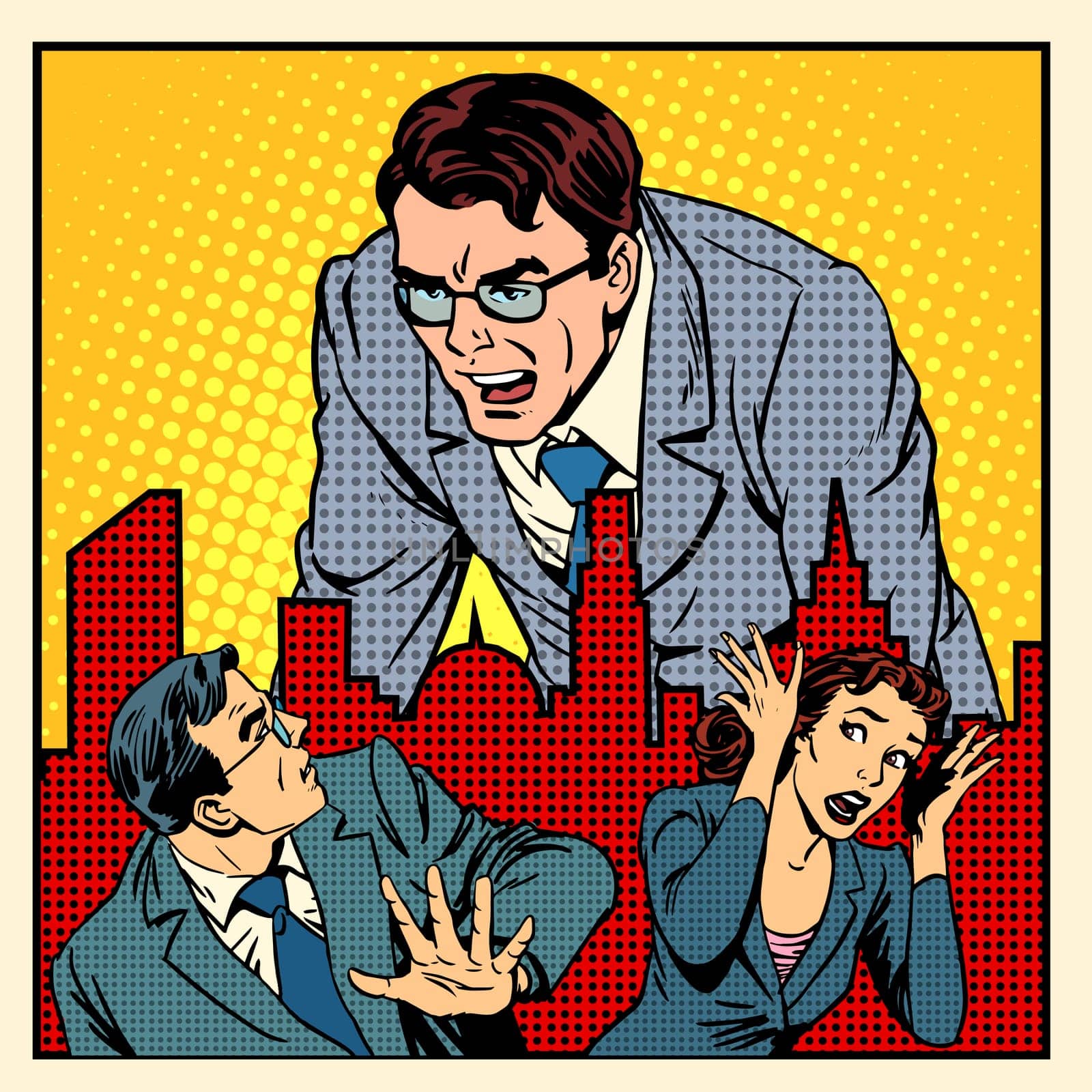 boss anger work office business concept retro style pop art