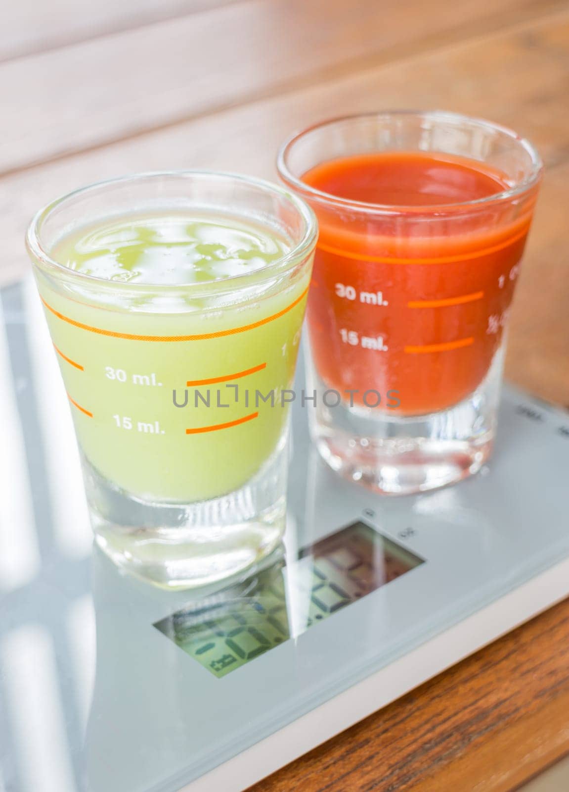 Freshly squeezed juices for diet, stock photo