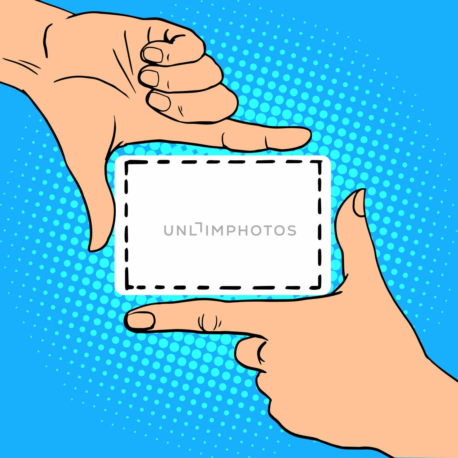 Frame hand gesture. Film and videography. Pop art retro style