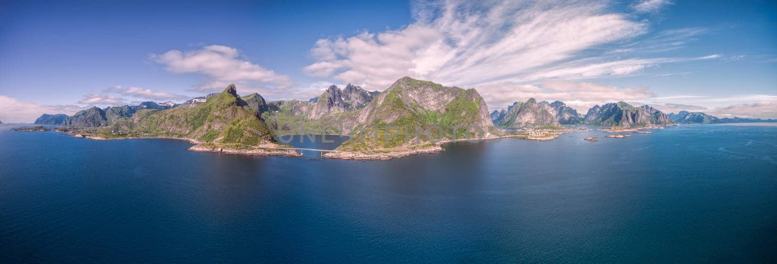 Beautiful Lofoten islands in Norway, scenic aerial panorama